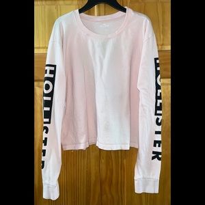 HOLLISTER Pink Long Sleeve Crop Top size L